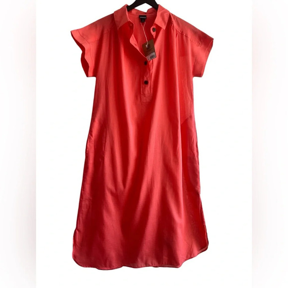 NEW Ladies Patagonia Crepe Open Weave Short Sleeve Knee Length Coral Dress, XS - Picture 3 of 8